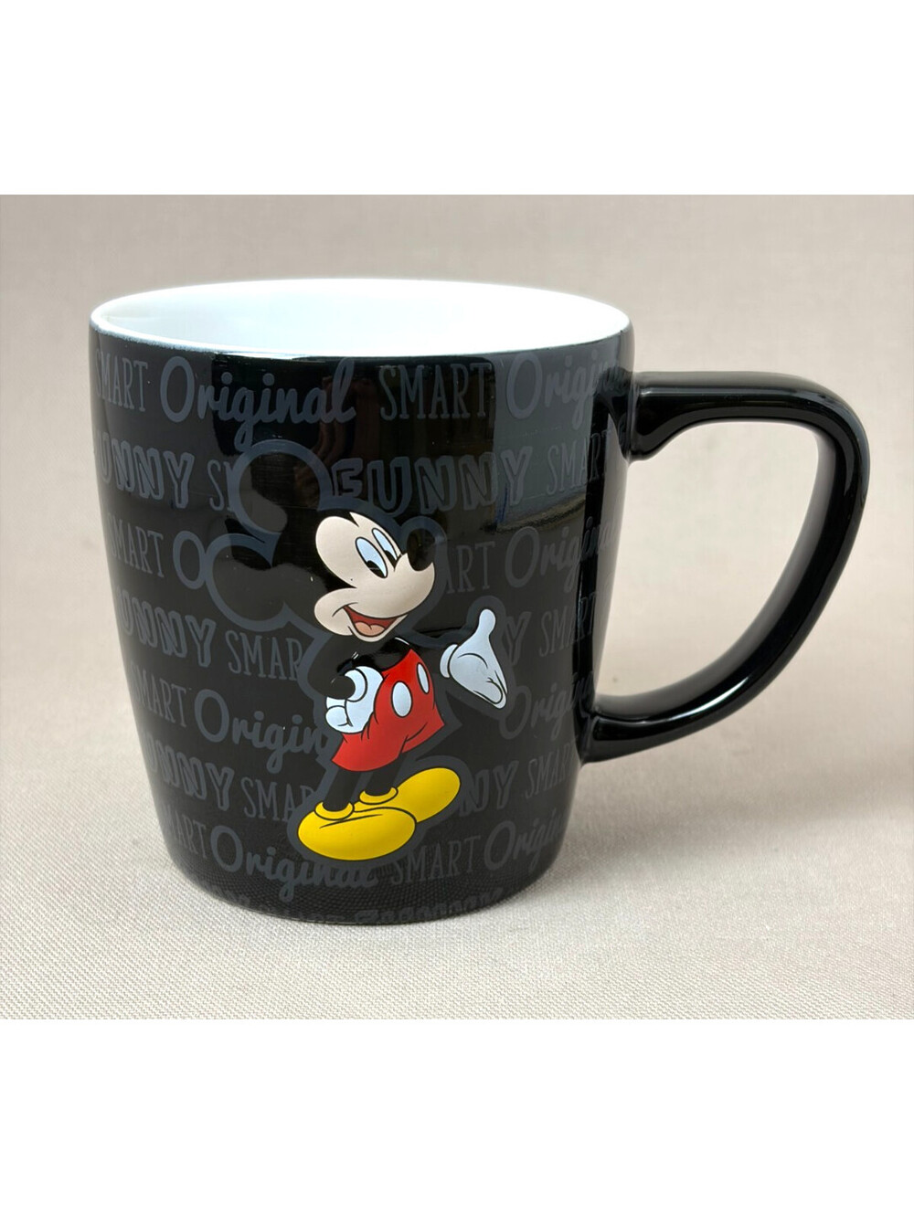 Disney Parks Mickey Mouse Coffee Mug Black Original Smart Funny Tea Cup 14oz